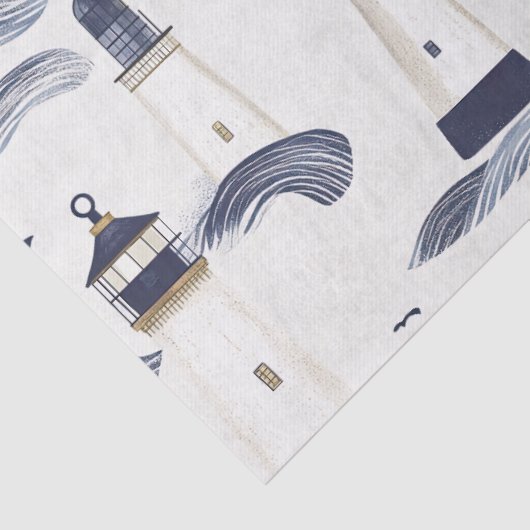 Nautical Lighthouse Coastal Blue Pattern (1) 薄葉紙 (詳細)