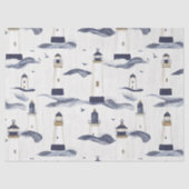 Nautical Lighthouse Coastal Blue Pattern (1) 薄葉紙 (正面)