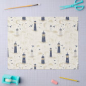 Nautical Lighthouse Coastal Blue Pattern (2) 薄葉紙 (クラフト)