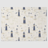 Nautical Lighthouse Coastal Blue Pattern (2) 薄葉紙 (正面)