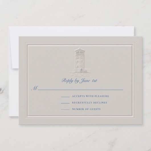 Nautical Lighthouse Coastal Elegant Wedding RSVP (正面)
