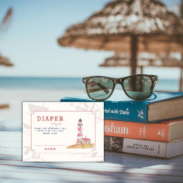 Nautical Lighthouse Diaper Raffle Baby Shower エンクロージャーカード