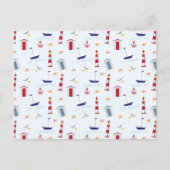 Nautical Lighthouse Pattern 1st Birthday Party  ポストカード (正面)