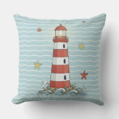 Nautical Lighthouse & Starfish ID1249 クッション (正面)