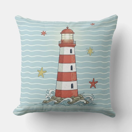 Nautical Lighthouse & Starfish ID1249 クッション (正面)
