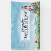 Nautical Lighthouse Vintage Birthday Banner 横断幕 (縦)