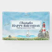 Nautical Lighthouse Vintage Birthday Banner 横断幕 (横)