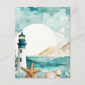 Nautical Lighthouse Wedding Reception エンクロージャーカード (裏面)