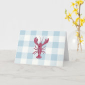 Nautical Lobster Blue Gingham Pattern カード (黄色い花)