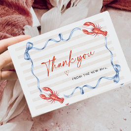 Nautical Lobster Ribbon Bridal Shower Thank You サンキューカード