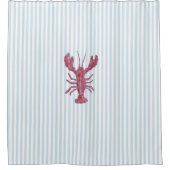 Nautical Lobster Stripe Pattern Coastal  シャワーカーテン (正面)
