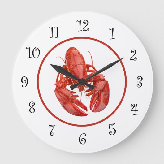 Nautical Lobster Theme Wall Decor  ラージ壁時計 (正面)