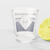 Nautical Modern Navy Blue Gray Stripes Monogram ショットグラス (裏面)