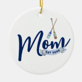 Nautical Mom Established Navy Blue Script  セラミックオーナメント (正面)