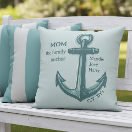 Nautical Mom Family Anchor Sea Green Heritage アウトドアクッション