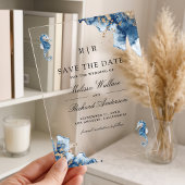 Nautical Monogram Seahorse Wedding Save the Date アクリル招待状