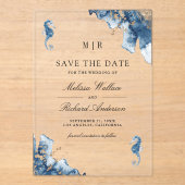 Nautical Monogram Seahorse Wedding Save the Date アクリル招待状 (正面)