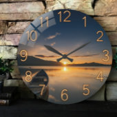 Nautical mountain lakehouse rustic nautical lake ラージ壁時計