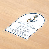 Nautical Navy Blue Anchor Arch Bridal Shower アクリル招待状 (レイダウン)