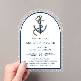Nautical Navy Blue Anchor Arch Bridal Shower アクリル招待状