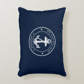Nautical Navy Blue Anchor Boat Name Custom アクセントクッション (正面(垂直))