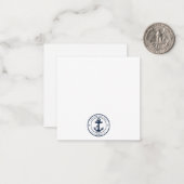 Nautical Navy Blue Anchor Boat Name Custom ノートカード (正面/裏面インサイチュ)