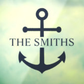 Nautical Navy Blue Anchor Personalized Family Name ウィンドウサイン (シート3)