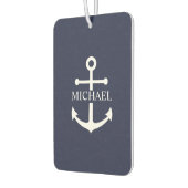 Nautical Navy Blue Anchor Personalized Name カーエアーフレッシュナー (左)