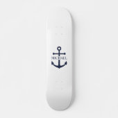 Nautical Navy Blue Anchor Personalized Name スケートボード (正面)
