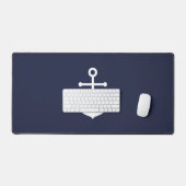 Nautical Navy Blue Anchor Personalized Name デスクマット (キーボード&マウス)