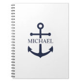 Nautical Navy Blue Anchor Personalized Name ノートブック (正面)