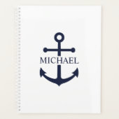 Nautical Navy Blue Anchor Personalized Name プランナー手帳 (正面)