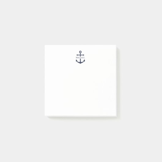Nautical Navy Blue Anchor Personalized Name ポストイット (正面)