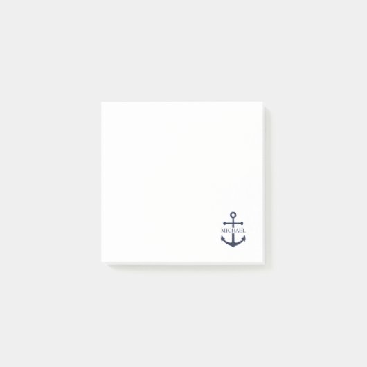 Nautical Navy Blue Anchor Personalized Name ポストイット (正面)