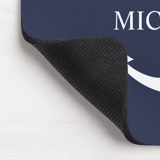 Nautical Navy Blue Anchor Personalized Name マウスパッド (コーナー)
