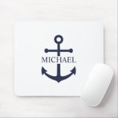 Nautical Navy Blue Anchor Personalized Name マウスパッド (マウス)