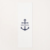 Nautical Navy Blue Anchor Personalized Name ヨガマット (正面)