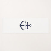 Nautical Navy Blue Anchor Personalized Name ヨガマット (正面(横))