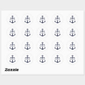 Nautical Navy Blue Anchor Personalized Name ラウンドシール (シート)