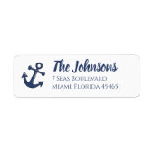 Nautical Navy Blue Anchor Return ラベル (正面)