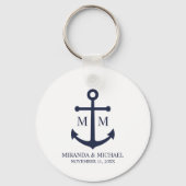 Nautical Navy Blue Anchor Wedding キーホルダー (正面)