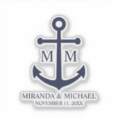 Nautical Navy Blue Anchor Wedding シール (正面)