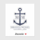 Nautical Navy Blue Anchor Wedding シール (シート)