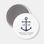Nautical Navy Blue Anchor Wedding マグネット (正面/裏面)