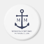 Nautical Navy Blue Anchor Wedding マグネット (正面)