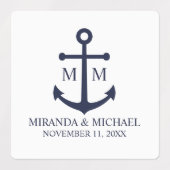 Nautical Navy Blue Anchor Wedding ラベル (デザイン2)