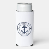 Nautical Navy Blue Boat Anchor and Name Custom スリム缶クーラー (Seltzer正面)