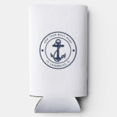 Nautical Navy Blue Boat Anchor and Name Custom スリム缶クーラー (裏面)