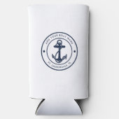 Nautical Navy Blue Boat Anchor and Name Custom スリム缶クーラー (正面)