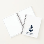 Nautical Navy Blue Boat Name Anchor ノートブック (内部)